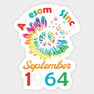 Funny Birthday Quote, Awesome Since September 1964, Retro Birthday Sticker